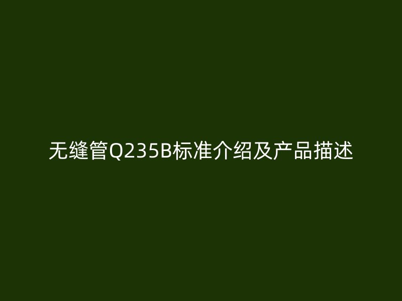 無(wú)縫管Q235B標(biāo)準(zhǔn)介紹及產(chǎn)品描述