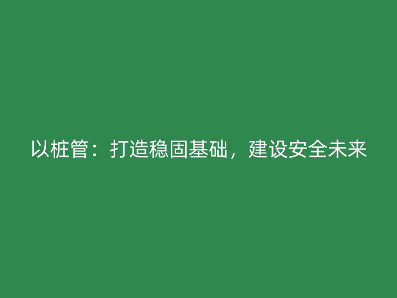 以樁管：打造穩(wěn)固基礎(chǔ)，建設(shè)安全未來