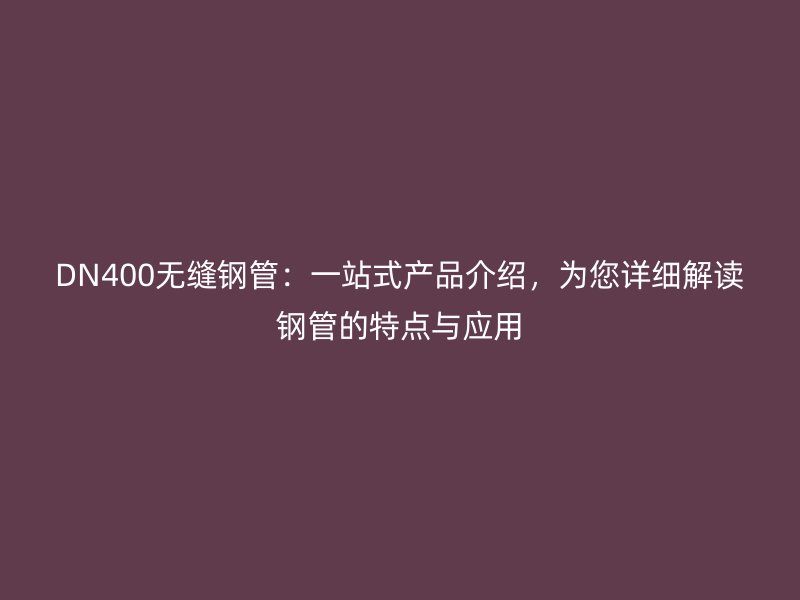 DN400無縫鋼管：一站式產(chǎn)品介紹，為您詳細(xì)解讀鋼管的特點(diǎn)與應(yīng)用