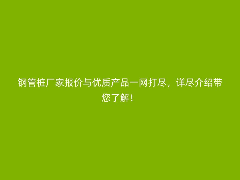鋼管樁廠家報(bào)價(jià)與優(yōu)質(zhì)產(chǎn)品一網(wǎng)打盡，詳盡介紹帶您了解！