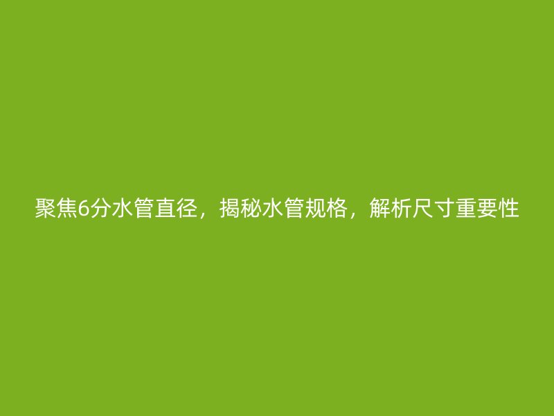 聚焦6分水管直徑，揭秘水管規(guī)格，解析尺寸重要性